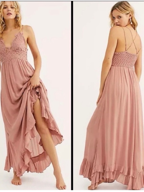 Free People Dresses & Skirts - FREE PEOPLE ADELLA Maxi Lace
Slip Dress, rose pink, Size Medium